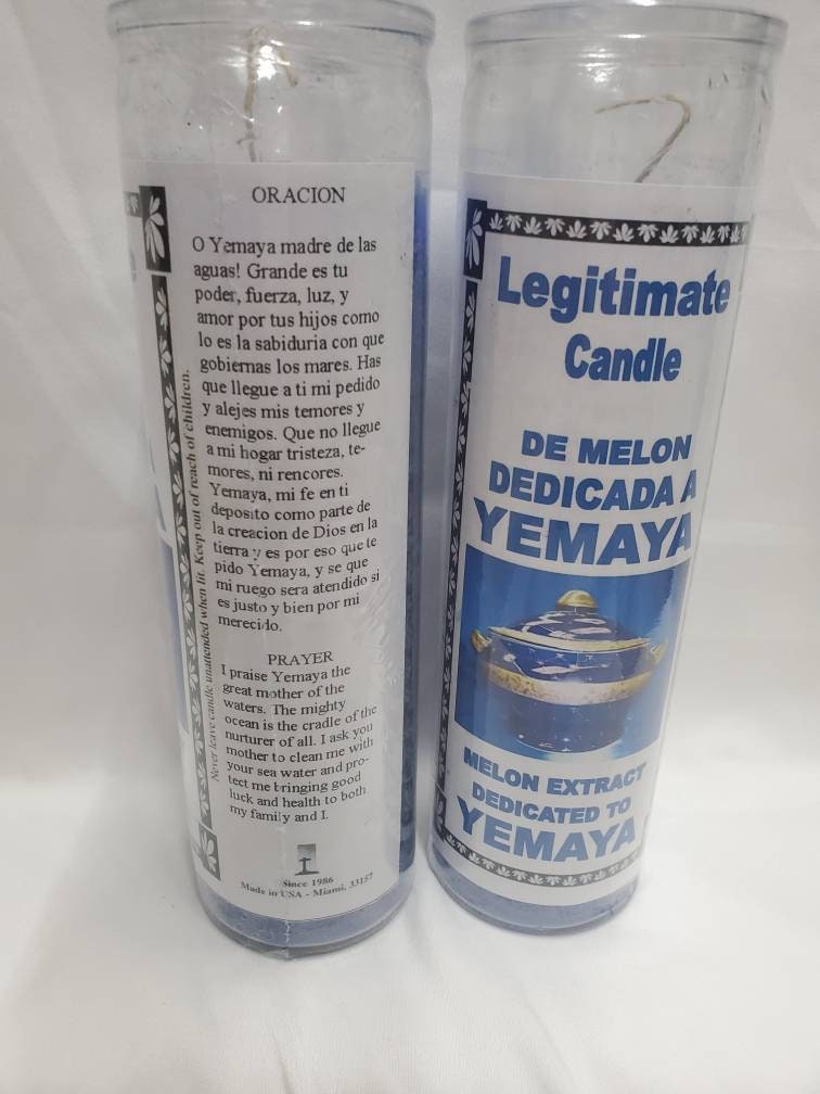 Yemaya Yemaja (2) Glass Scented 7 Day Candle/Vela Legitimate Santeria Orishas
