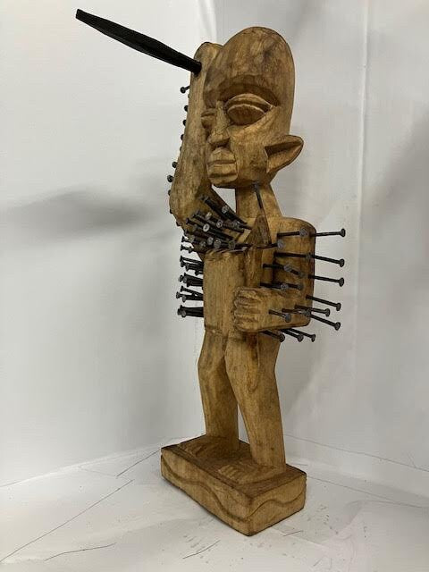 African Wood Figures Alboran Carved Power Figure Nkisi N'kondi Santeria Palo Ifa Egun Lucero
