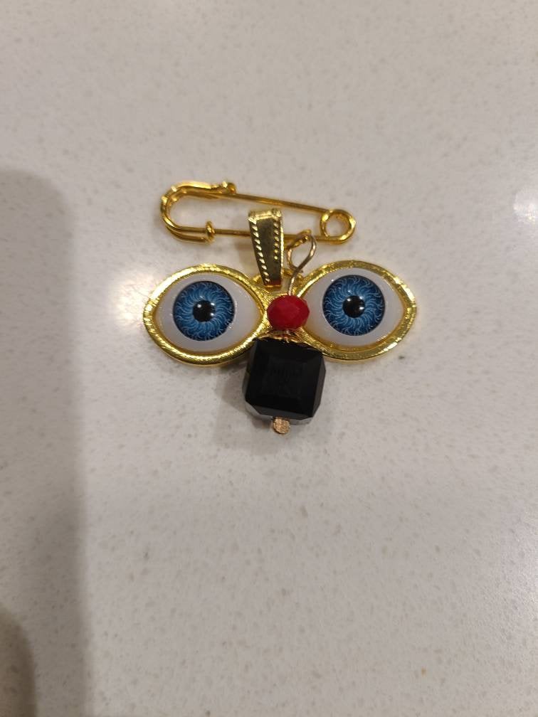 Ojo De Santa Lucia Amulet Pin Mal De Ojo with Azabache Santeria Good Luck