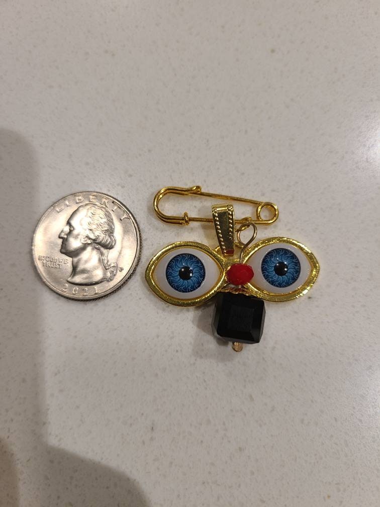 Ojo De Santa Lucia Amulet Pin Mal De Ojo with Azabache Santeria Good Luck