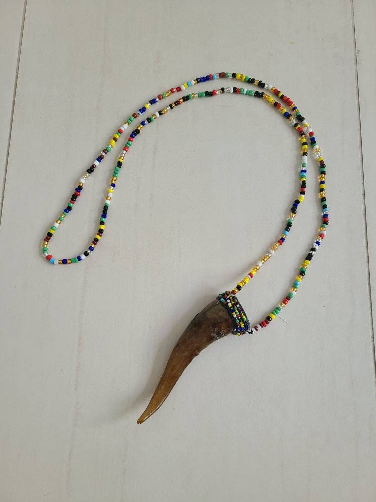 Collar de Osain Ozain with Amulet Santeria Osha Santo Ifa Palo