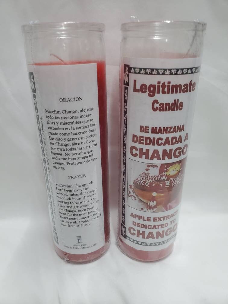 Shango Chango (2) Glass Scented 7 Day Candle/Vela Legitimate Santeria Orishas