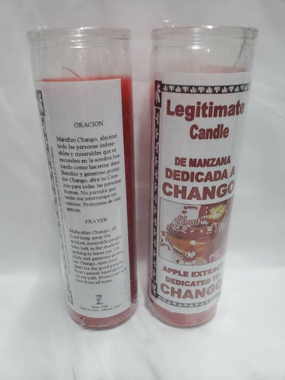 Shango Chango (2) Glass Scented 7 Day Candle/Vela Legitimate Santeria Orishas