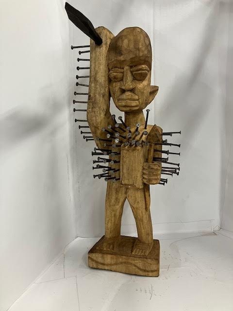 African Wood Figures Alboran Carved Power Figure Nkisi N'kondi Santeria Palo Ifa Egun Lucero