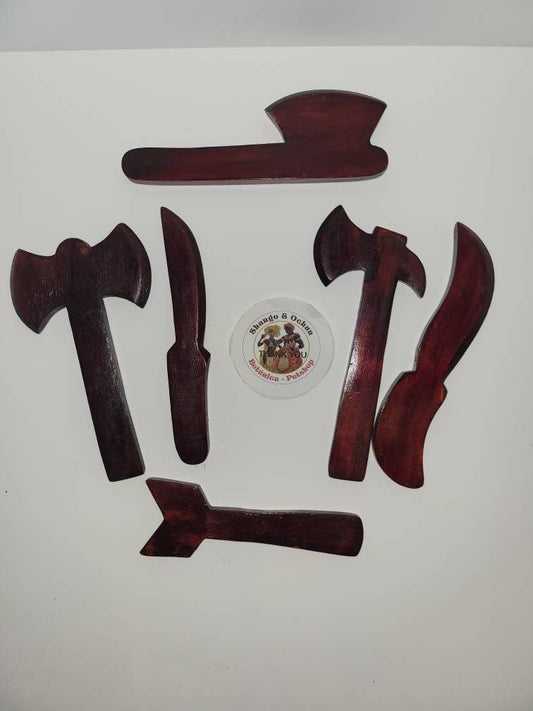 Herramientas de madera de Shango/ Wooden tools for Shango SANTERIA ORISHAS 7RAYO