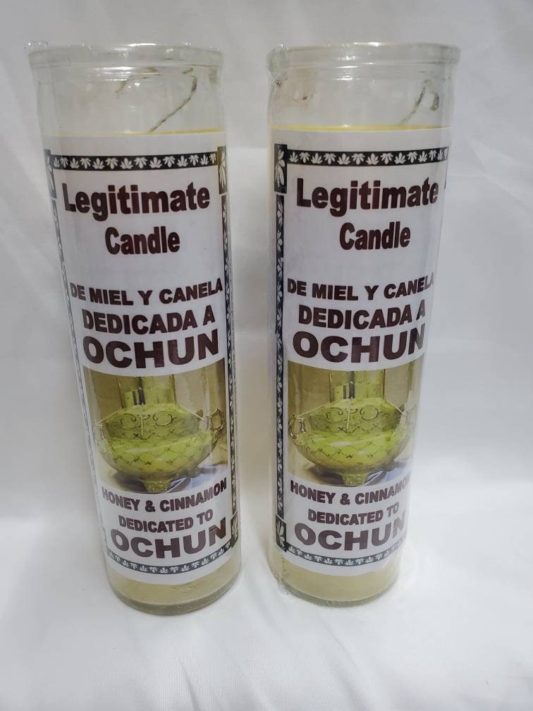 Ochun Oshun Yalorde(2) Glass Scented 7 Day Candle/Vela Legitimate Santeria Orishas