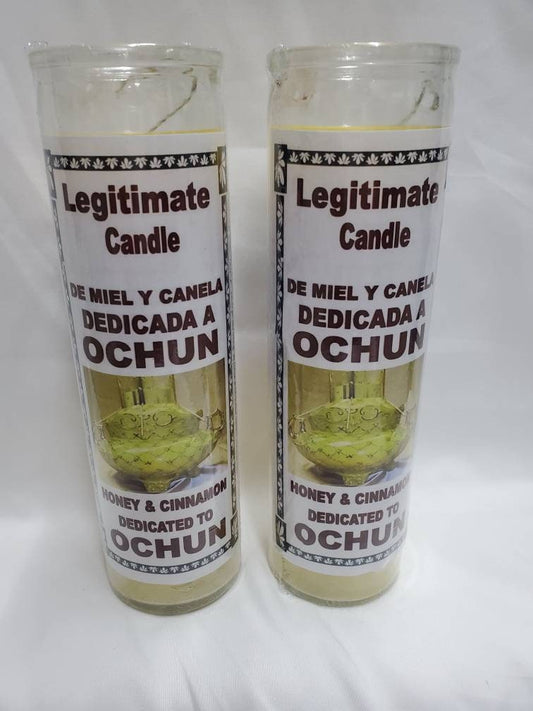 Ochun Oshun Yalorde(2) Glass Scented 7 Day Candle/Vela Legitimate Santeria Orishas
