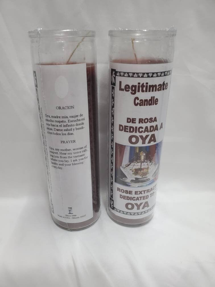 Oya Yanza Yansa(2) Glass Scented 7 Day Candle/Vela Legitimate Santeria Orishas