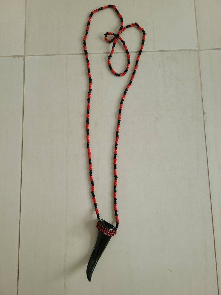 Collar de Elegua Lucero with Amulet Santeria Osha Santo Ifa Palo