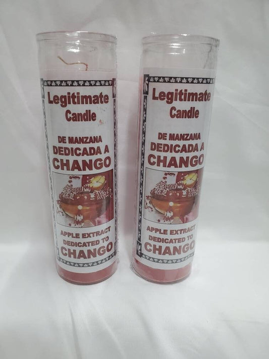Shango Chango (2) Glass Scented 7 Day Candle/Vela Legitimate Santeria Orishas