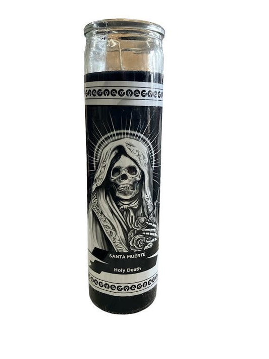 Santa Muerte Glass 7 Day Candle/Vela Holy Death Egun Palo Santeria Orishas