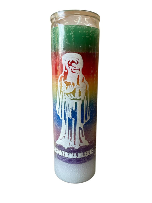Santa Muerte 2 Glass 7 Day Candle/Vela Holy Death 7 Potencia Egun Palo Santeria Orishas