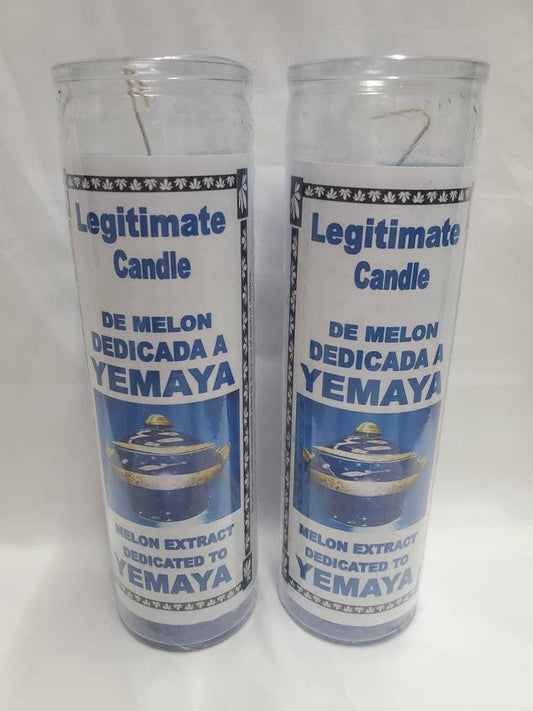 Yemaya Yemaja (2) Glass Scented 7 Day Candle/Vela Legitimate Santeria Orishas
