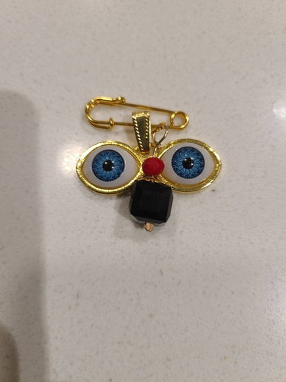Ojo De Santa Lucia Amulet Pin Mal De Ojo with Azabache Santeria Good Luck