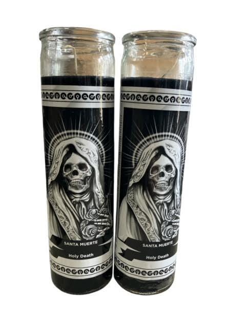 Santa Muerte 2 Glass 7 Day Candle/Vela Holy Death Egun Palo Santeria Orishas