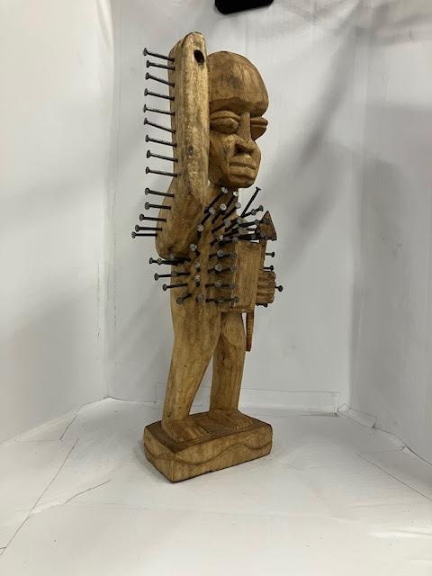 African Wood Figures Alboran Carved Power Figure Nkisi N'kondi Santeria Palo Ifa Egun Lucero