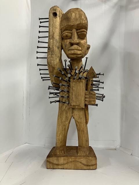 African Wood Figures Alboran Carved Power Figure Nkisi N'kondi Santeria Palo Ifa Egun Lucero