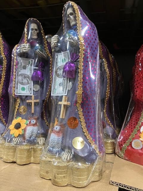 12" Santa Muerte Statue Purple Death Grim Reaper Morado Figure