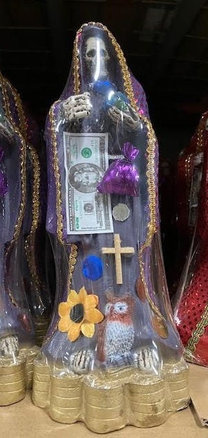12" Santa Muerte Statue Purple Death Grim Reaper Morado Figure
