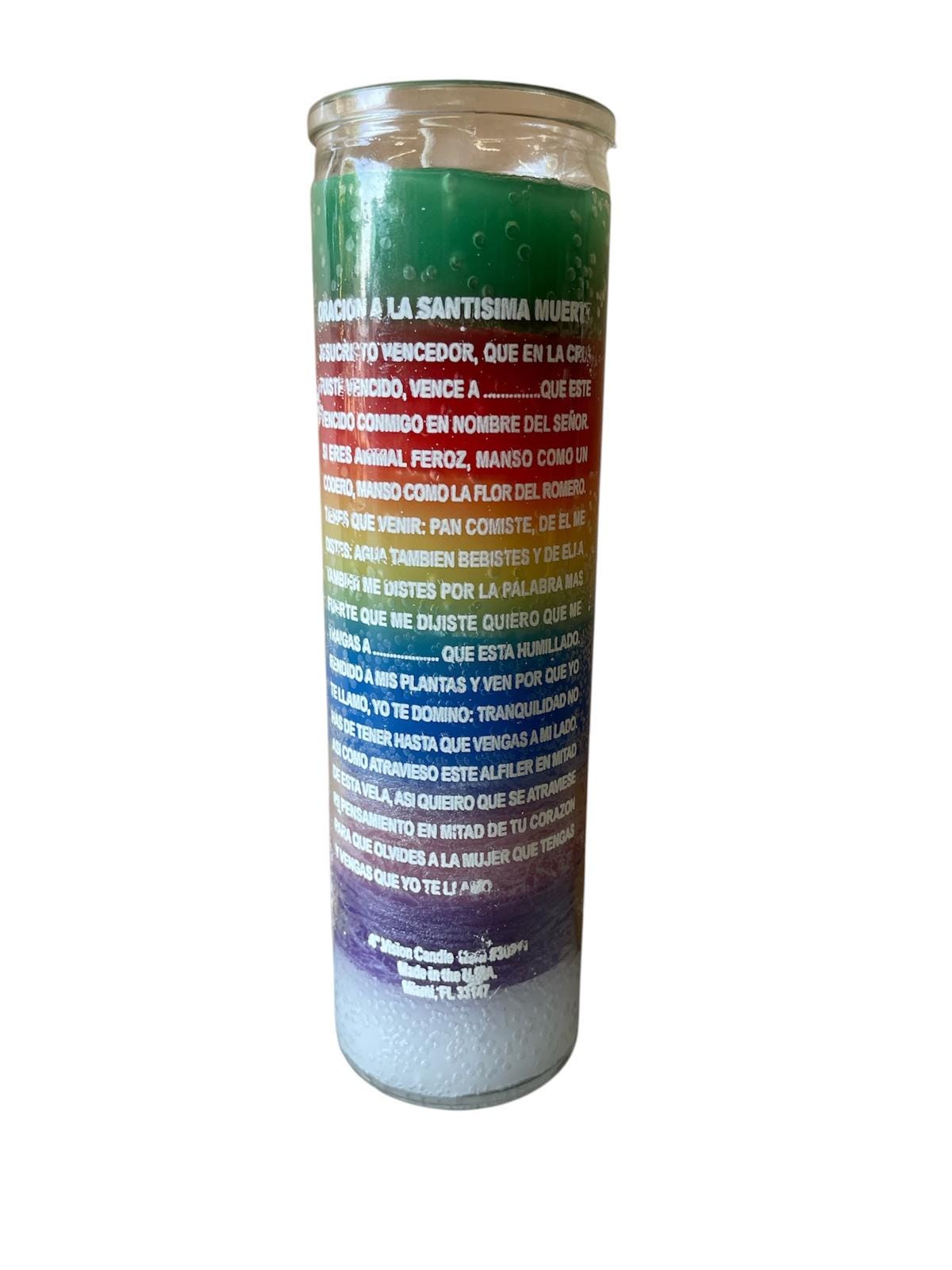 Santa Muerte 2 Glass 7 Day Candle/Vela Holy Death 7 Potencia Egun Palo Santeria Orishas